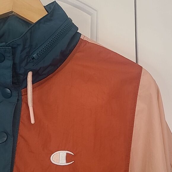 Champion Colorblocked Wind Breaker Pullover Kangaroo Pocket Size L - Picture 5 of 11
